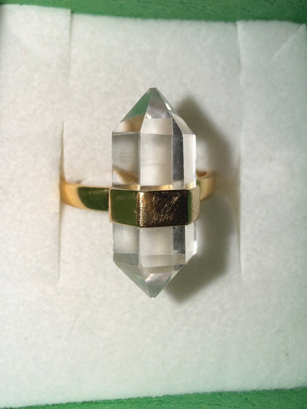 925 & Gold AHM Clear Quartz Crystal Ring Sz9